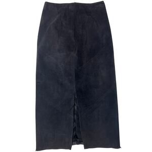 Peruvian Connection Suede Leather Midi Skirt 12 Minimalist Academia Equestrian